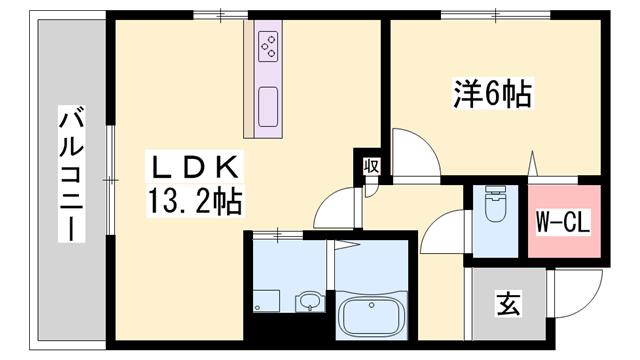 エレアージュ姫路駅南(1LDK/3階)の間取り写真