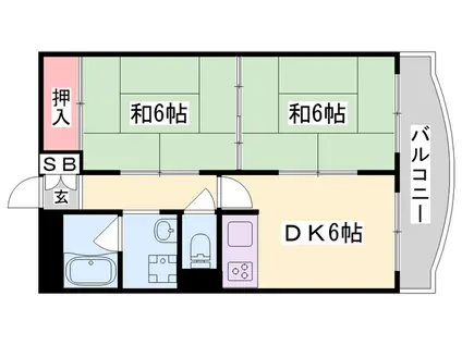 ダイヤマンション(2DK/1階)の間取り写真