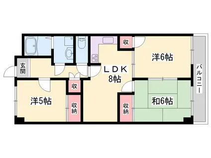 シャトー東加古川(3LDK/3階)の間取り写真