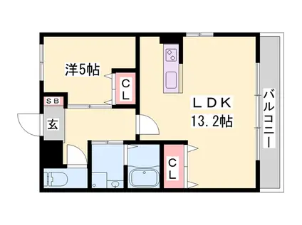 プランドール(1LDK/2階)の間取り写真