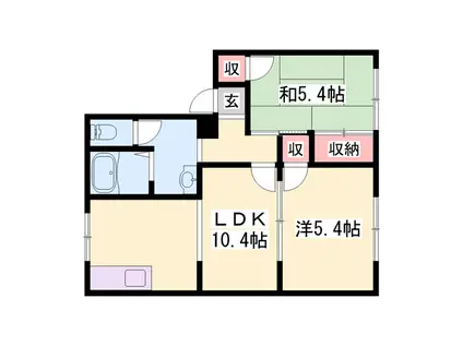 パレコスモス(2LDK/1階)の間取り写真