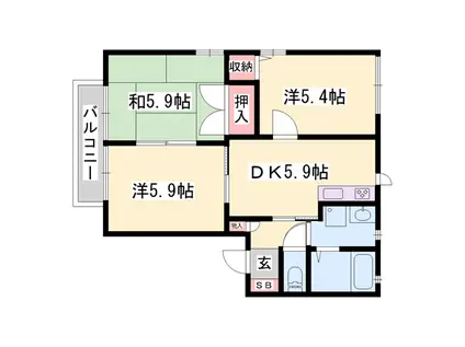 フォーレス佐土(3K/1階)の間取り写真