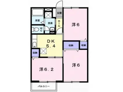 エスポアヒルズⅠ(3DK/2階)の間取り写真