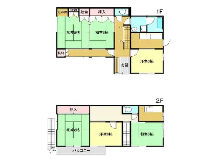 山陽本線 竜野駅 徒歩91分 2階建 築42年(6DK)の間取り写真