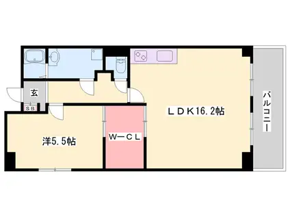 シャトー三木(1LDK/3階)の間取り写真