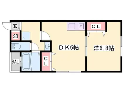 PALAISTROIS (1DK/2階)の間取り写真