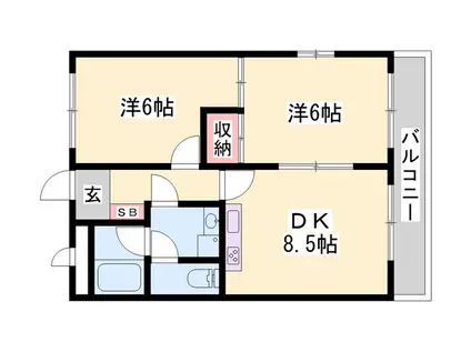 サニーハイツ(2DK/2階)の間取り写真