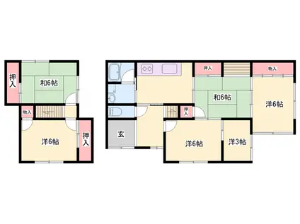 山陽電気鉄道網干線 広畑駅 徒歩12分 2階建 築41年(6DK)の間取り写真