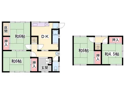 播但線 野里駅 徒歩24分 2階建 築56年(4DK)の間取り写真