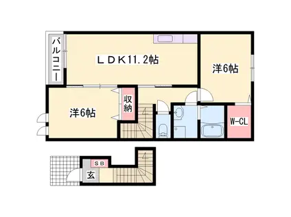 クリオライト(2LDK/2階)の間取り写真