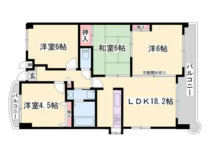 ロイヤルコーポ姫路北条(3LDK/3階)の間取り写真