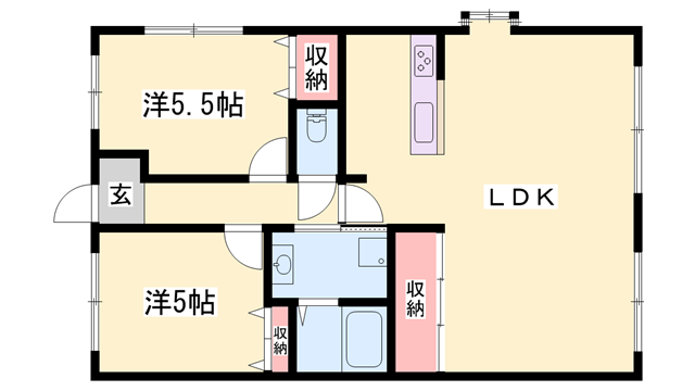 パインヒルコーナン(2LDK/1階)の間取り写真