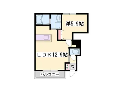 クレアハイムⅡ(1LDK/1階)の間取り写真