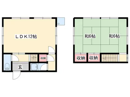 山陽本線 網干駅 徒歩19分 2階建 築47年(1LDK)の間取り写真