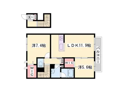 グランステージ曽根(2LDK/2階)の間取り写真