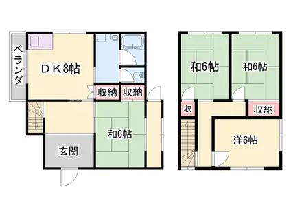 姫新線 播磨高岡駅 徒歩10分 2階建 築50年(4DK)の間取り写真