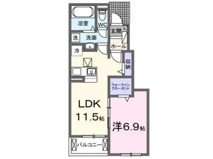 プロスぺリテⅣ B棟(1LDK/1階)の間取り写真