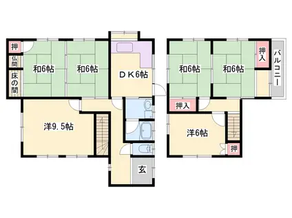 北条鉄道 北条町駅 徒歩8分 2階建 築47年(6DK)の間取り写真