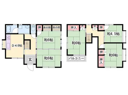 加古川線 神野駅 徒歩14分 2階建 築43年(5DK)の間取り写真