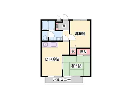 ハイツサンシティ保城(2DK/2階)の間取り写真