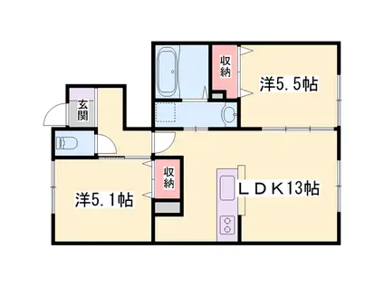 グランボナール下野田(2LDK/1階)の間取り写真