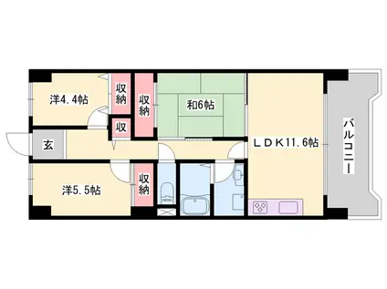 藤和東加古川ハイタウンC棟(3LDK/11階)の間取り写真
