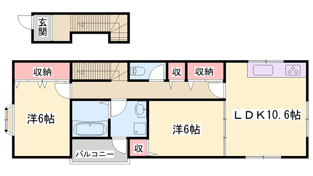 LEO・TAKEDAMACHI(2LDK/2階)の間取り写真