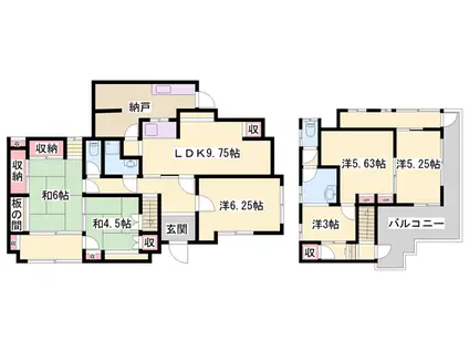 赤穂線 相生駅(兵庫) 徒歩17分 2階建 築65年(5LDK)の間取り写真