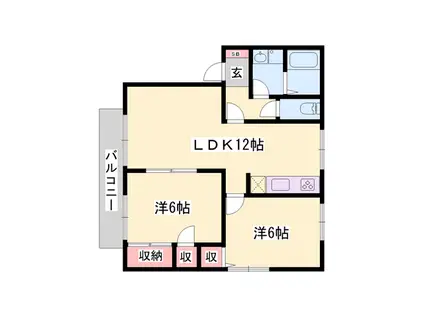 サニーハイツ田寺A(2LDK/2階)の間取り写真