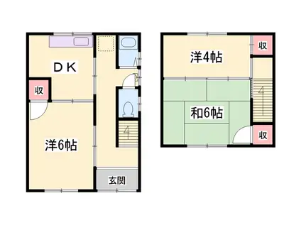山陽本線 網干駅 徒歩12分 2階建 築54年(3DK)の間取り写真