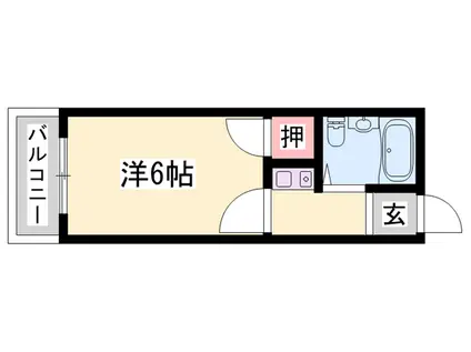 高砂ヨーロピアン4番館(ワンルーム/2階)の間取り写真