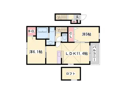 コンコルディア2(2LDK/2階)の間取り写真