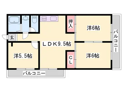 ニューハイツ新在家(3LDK/2階)の間取り写真