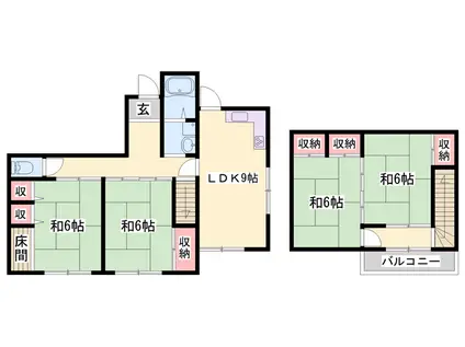 姫新線 太市駅 徒歩55分 2階建 築45年(4LDK)の間取り写真