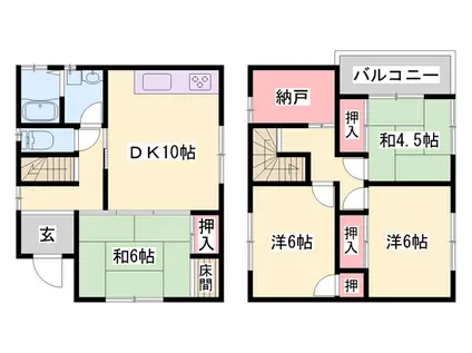 山陽本線 魚住駅 徒歩25分 2階建 築40年(4SDK)の間取り写真