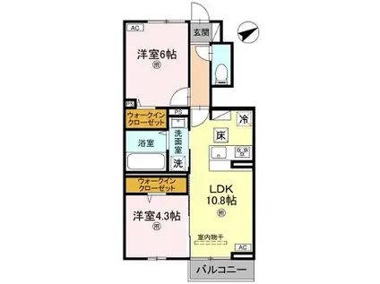 グランフェリーチェ(2LDK/1階)の間取り写真