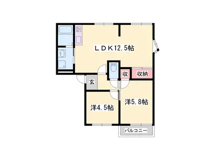 ネオハイツ・ロッキー(2LDK/1階)の間取り写真