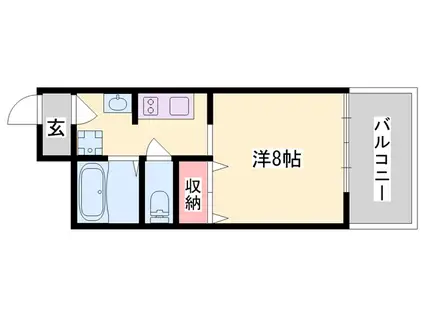 神戸電鉄粟生線 広野ゴルフ場前駅 徒歩15分 2階建 築18年(1K/1階)の間取り写真