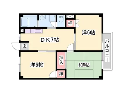 サンクス(3DK/1階)の間取り写真