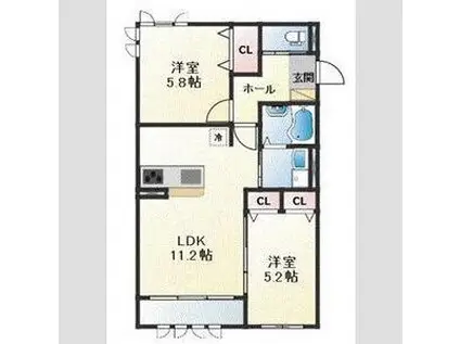 SUZU BELLECOURT(2LDK/1階)の間取り写真