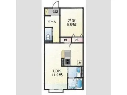 SUZU BELLECOURT(1LDK/2階)の間取り写真