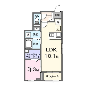 エレマスタ(1LDK/1階)の間取り写真