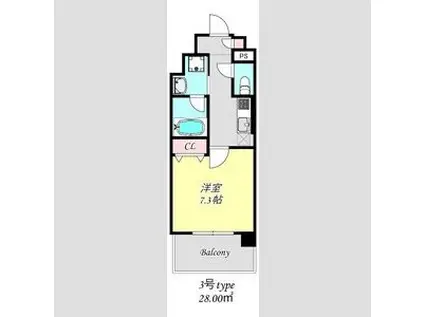 グランネクサス船橋町(1K/10階)の間取り写真