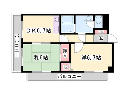 メゾン・DE・OK(2DK/3階)の間取り写真
