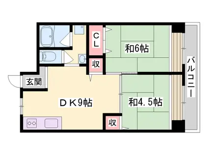 山上ビル(2DK/7階)の間取り写真