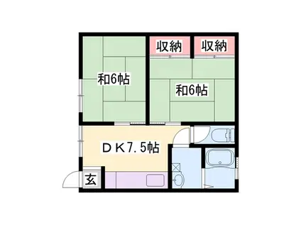 フナビキコーポ(2DK/1階)の間取り写真