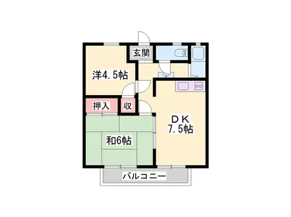 Mハイツ(2DK/1階)の間取り写真