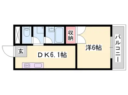 コーポラス城北(1DK/3階)の間取り写真