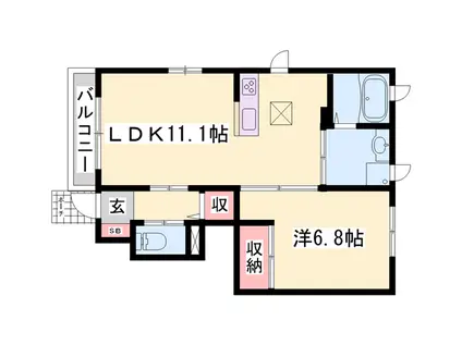 シャーメゾンフルール(1LDK/1階)の間取り写真
