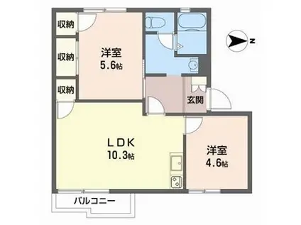 ハイツメイプルタウン(2LDK/2階)の間取り写真
